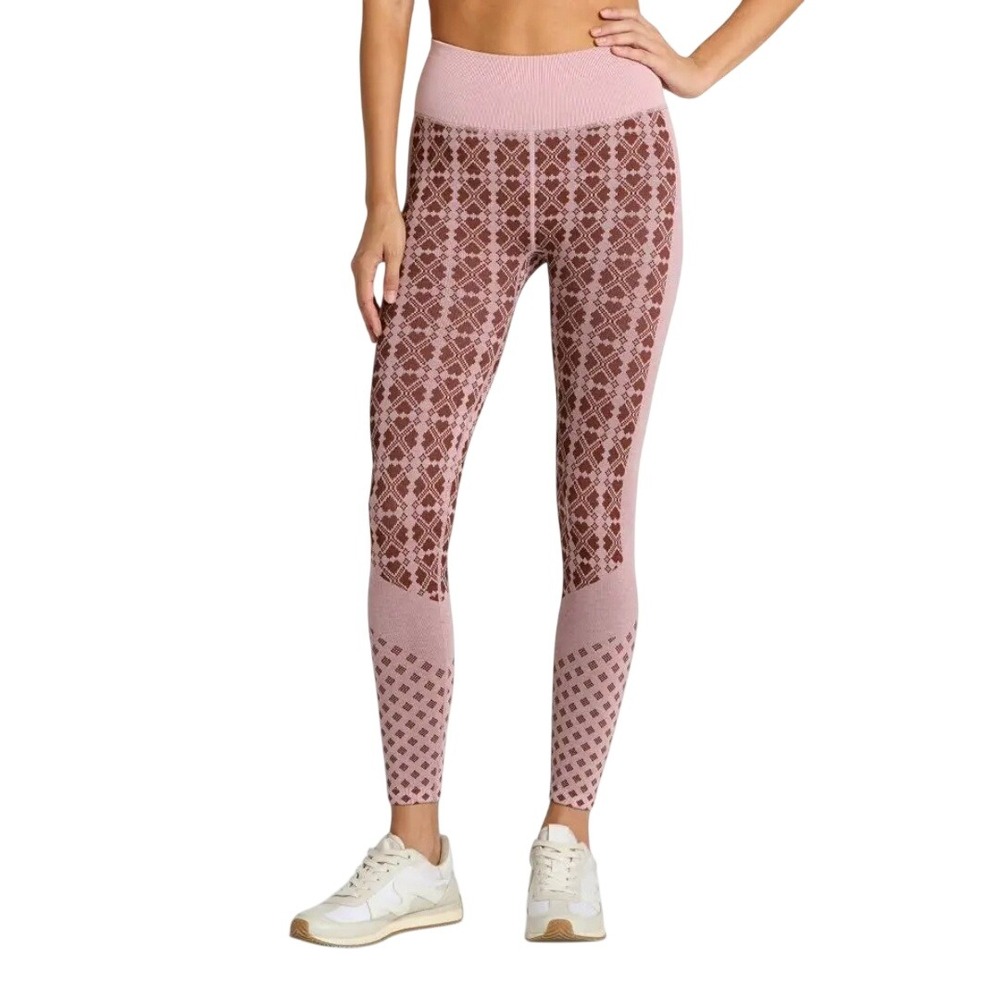 All in Motion Women's Pink Seamless Heart‎ Fair Isle High Rise Leggings Size XS